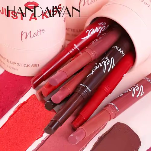 💄Handiyan lipstick set 8 colors waterproof matte velvet lipstick long-lasting mineral lip gloss non-stick nude series lip gloss