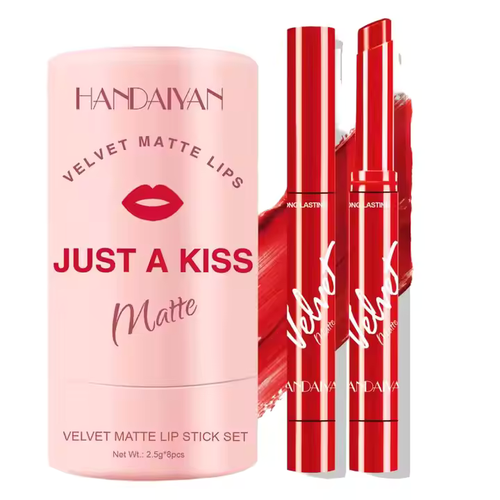 💄Handiyan lipstick set 8 colors waterproof matte velvet lipstick long-lasting mineral lip gloss non-stick nude series lip gloss