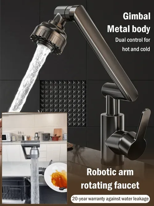 🌟 Hot sale Lucky Cat Faucet universal rotating Mechanical Arm Cold and Hot Faucet single handle wash basin faucet
