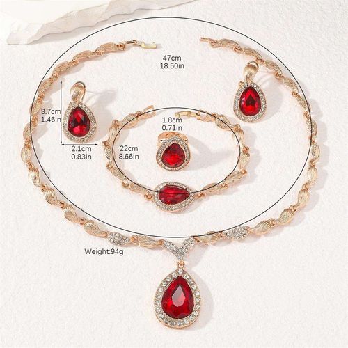 ❤️A luxurious and elegant ruby ​​jewelry set, including a necklace, ring, bracelet, and earrings.