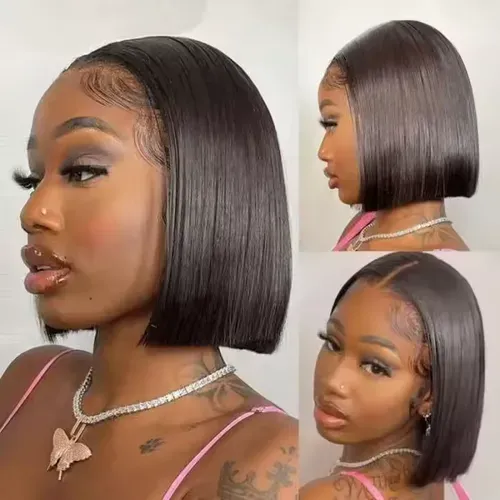 👩Glueless Wig Human Hair 13x6 Full HD Transparent Lace Front Wig Black Women Natural Human Hair Wig