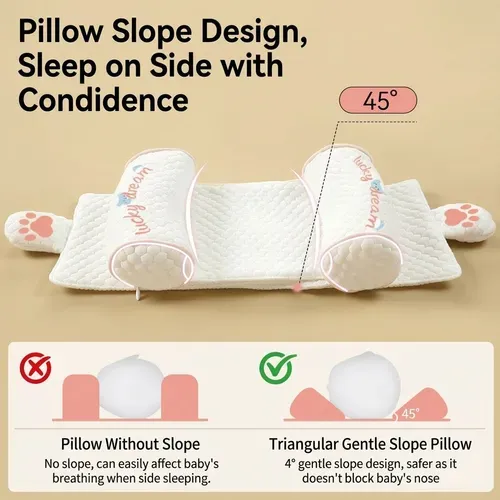 Adjustable-width, soft, breathable cotton baby sleeping pillow for newborns, providing comfort