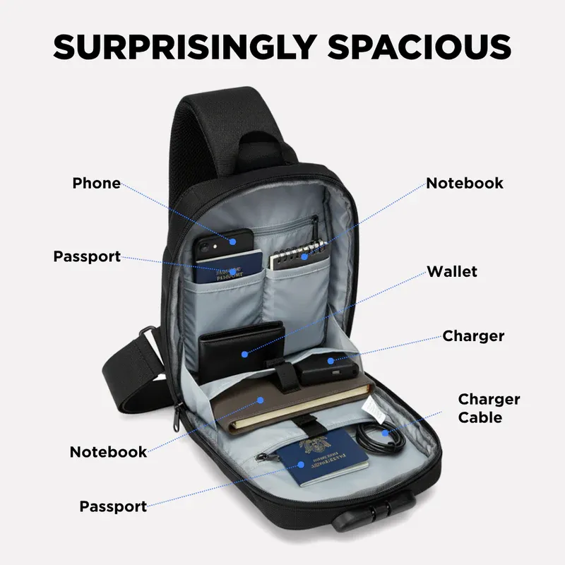 OZUKO Men's Chest Bag — Premium, Waterproof, Multi-functional Crossbody Sling Bag for Sports, Commuting, and Everyday Carry