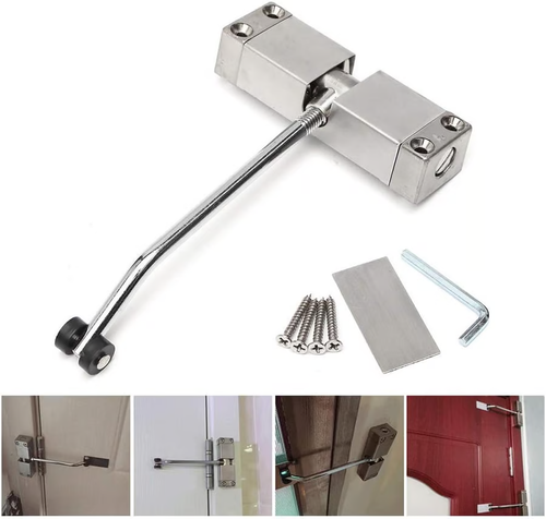 Silent Spring Loaded Door Closer, Stainless Steel Adjustable Automatic Door Closer