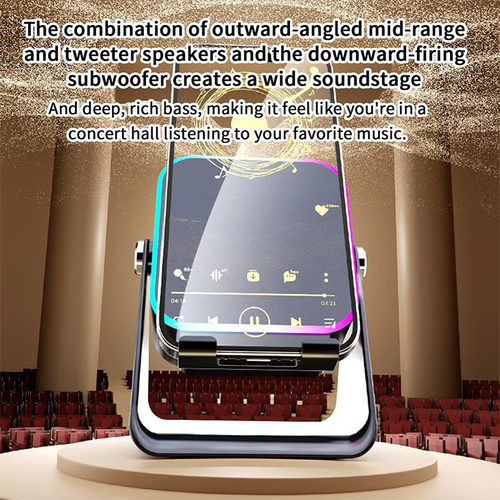 🎶📱 5-in-1 Wireless Induction Bluetooth Speaker with Adjustable Phone Stand