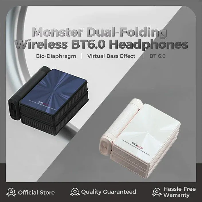 Monster AC530 Ear-Hook Wireless Bluetooth Headphones — Bone Conduction Concept, Non-In-Ear Design, Dual-Foldable — Ideal for Sports and Running