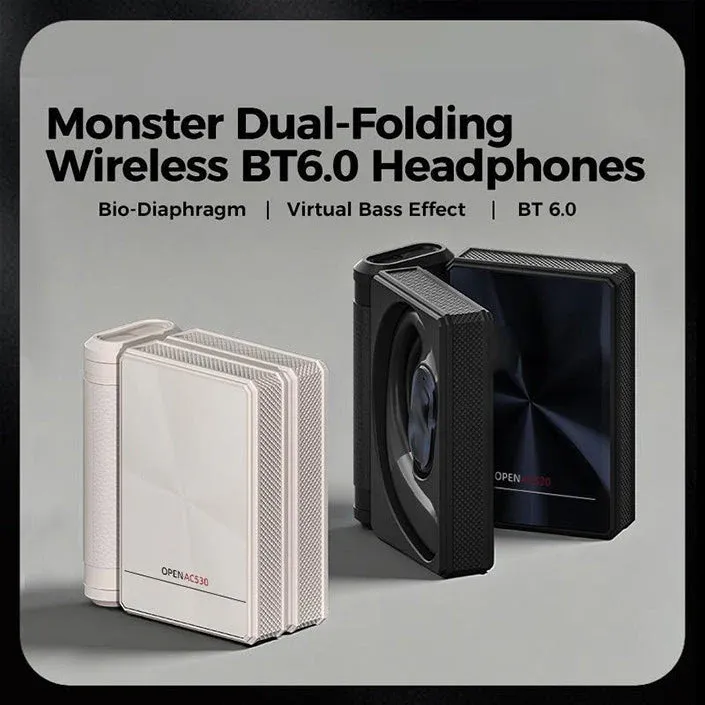 Monster AC530 Ear-Hook Wireless Bluetooth Headphones — Bone Conduction Concept, Non-In-Ear Design, Dual-Foldable — Ideal for Sports and Running