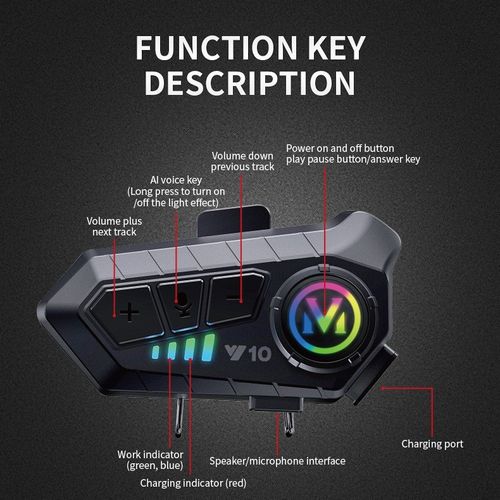 Y10 Helmet Bluetooth Earphones - Waterproof and Noise-Canceling Motorcycle Helmet Earphones