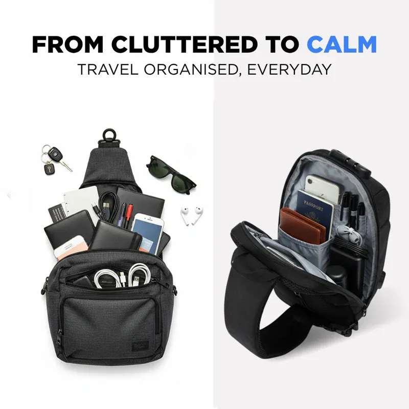 OZUKO Men's Chest Bag — Premium, Waterproof, Multi-functional Crossbody Sling Bag for Sports, Commuting, and Everyday Carry