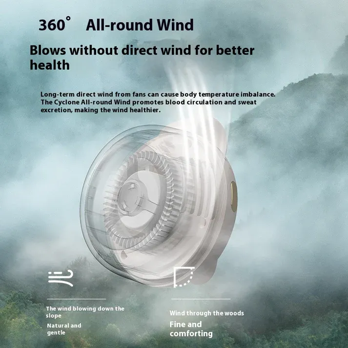 Best Seller Mini Cyclone Portable Fan – Clip-On Waist Fan, Handheld Bladeless Personal Cooling Fan, Rechargeable & USB Powered