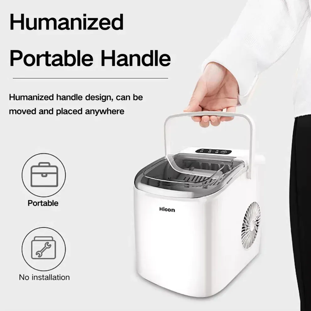 Hicon Ice Maker Automatic Electric Household Mini Square Shape Making Machine with Handle