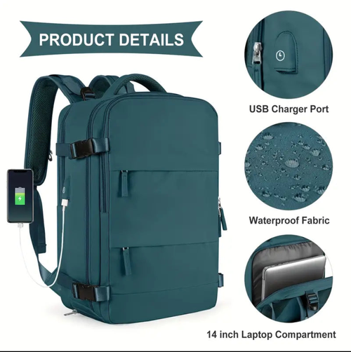 Multi Functional Travel Backpack, Carry On Luggage Bag With Shoes Compartment, Large Capacity Outdoor Sports Daypack