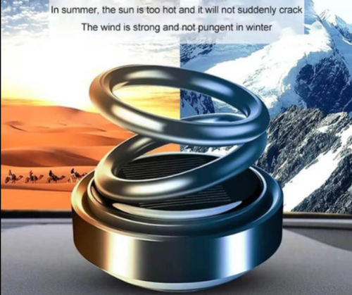 Solar Rotating Double Ring Suspension Car Aromatherapy Ornament