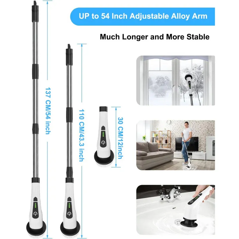 Cordless Electric Spin Scrubber with 9 In 1 Brush Heads