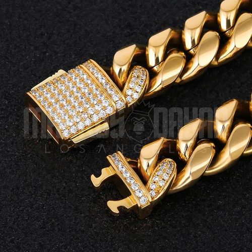 10mm Miami Cuban Bundle Iced Clasp Set 18K Gold