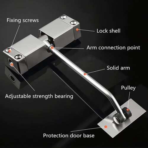 Silent Spring Loaded Door Closer, Stainless Steel Adjustable Automatic Door Closer