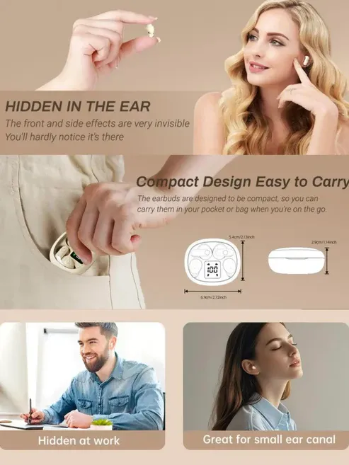 Wireless Bluetooth Headphones.Tiny Size Invisible Earbuds.Waterproof Headsets.With Mic.Sleep and Sports Earphones Set.2 Pairs.Mini and Short Handle Design.for Work Sport Sleeping