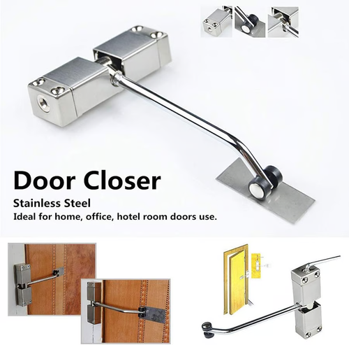 Silent Spring Loaded Door Closer, Stainless Steel Adjustable Automatic Door Closer