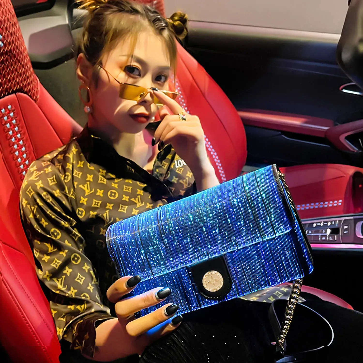 LED luminous women's bag