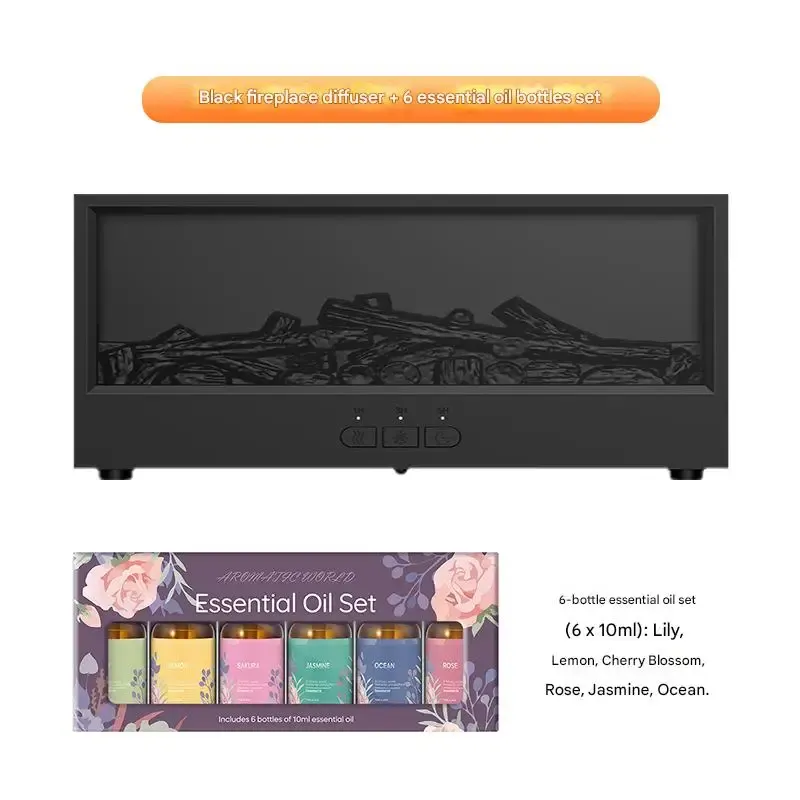 Seven-color fireplace flame aroma diffuser