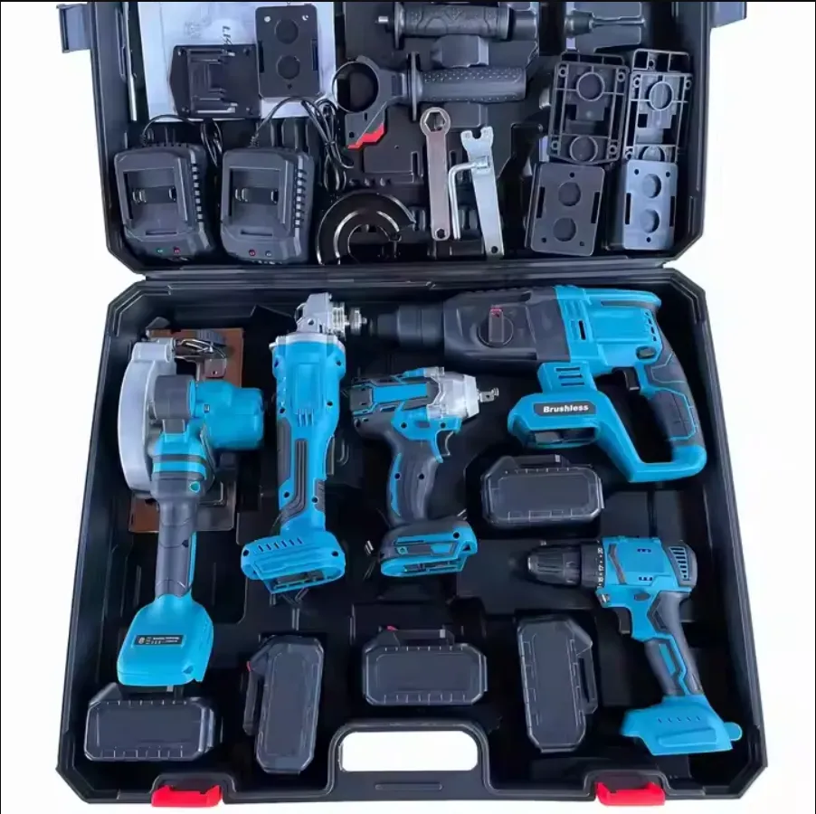 Lithium Battery 5 in 1 Set Cordless Electric Drill Power Drilling Machines Brushless Drill Tools Combo