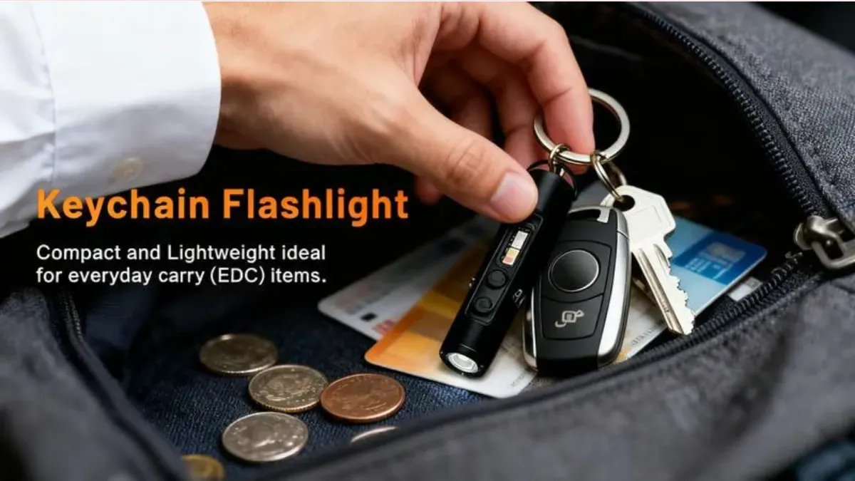 🔦Pocket Rechargeable EDC Flashlight: 500 Lumens Mini Keychain Light with Fire Starter & Window Breaker