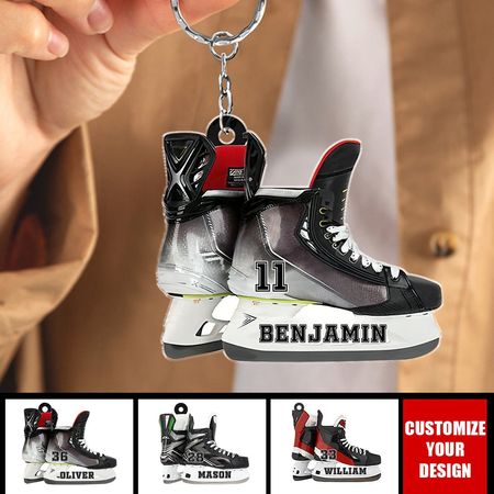 Patines de hockey-llavero de acrílico personalizado, regalos para los amantes del hockey sobre hielo