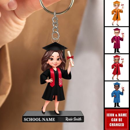 ¡Felicidades, Graduado! – Llavero acrílico personalizado – Regalo para el día de la graduación, obsequio de graduación, recuerdo