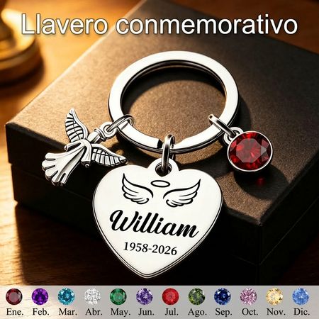 Llavero Siempre en mi corazón, encanto personalizado Birthstone del ángel