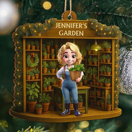 Jardinería mujer hombre-personalizado en forma de ornamento de madera