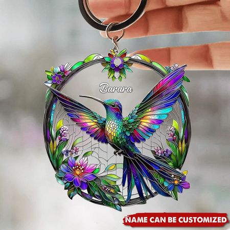 Colibrí hermoso-llavero de acrílico personalizado