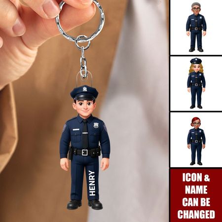 Llavero de acrílico personalizado figura de acción del oficial de policía