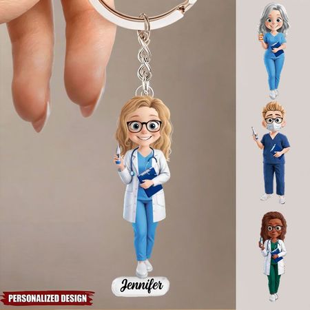 No todos los héroes usan capas, algunos usan abrigos blancos-llaveros de acrílico personalizados-una muestra de gratitud, honrando a todos los médicos y enfermeras.