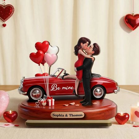 Placa de madera personalizada romántica con abrazos besando pareja y globos de corazón, dulce ser mío regalo para parejas y decoración de San Valentín