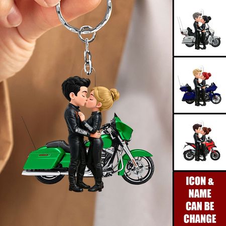 Pareja de motorista-llavero de acrílico personalizado-regalo sentimental para ella, para él