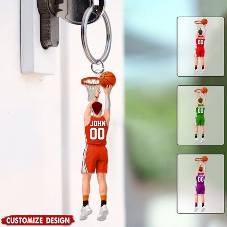 Llavero personalizado del baloncesto de la vista posterior-regalo para los amantes del baloncesto