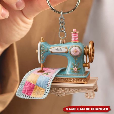 Máquina de coser Quilter personalizado acrílico llavero-costurera regalo