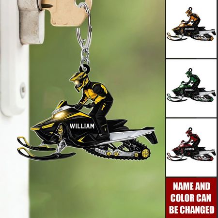Snowmobile Rider-Llavero de acrílico personalizado