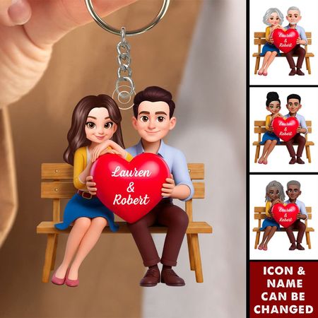 Corazón rojo juntos-llavero personalizado pareja | Regalo para ella, para él, para nosotros
