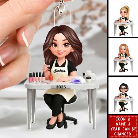 Clavo técnico-llavero de acrílico personalizado-regalo para técnico de uñas, decoración de uñas, salón de belleza, mujer, niña