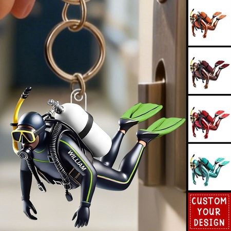 Llavero acrílico personalizado de submarinista, decoración personalizada de submarinismo