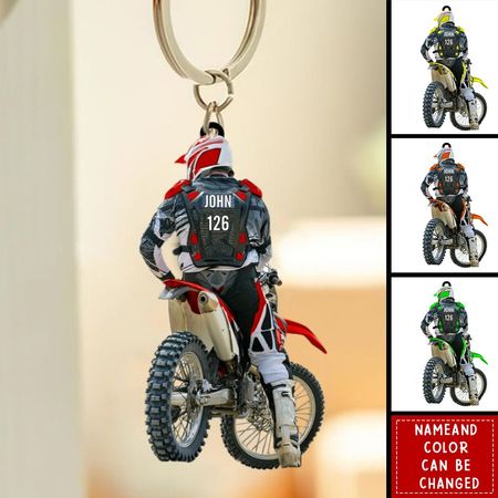 Llavero acrílico personalizado corredor de motocross