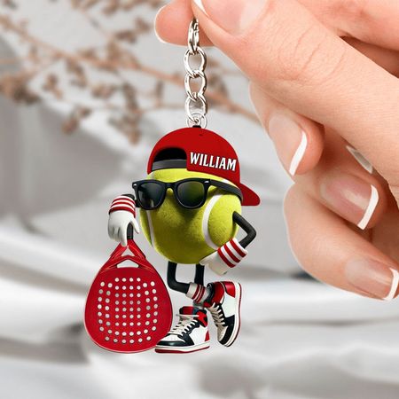 Nombre personalizado Padel acrílico llavero, regalo para el amante del tenis