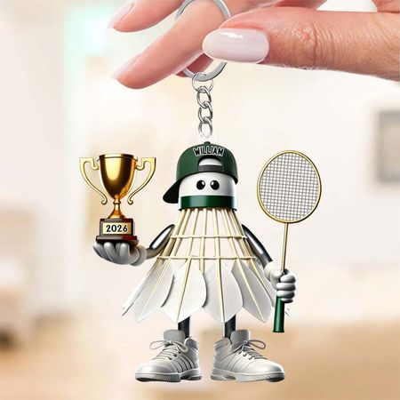 Regalo del amante del bádminton, llavero personalizado del acrílico del bádminton