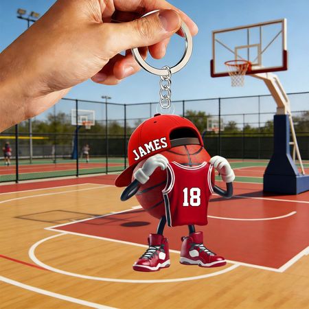 Nombre personalizado baloncesto personalizado acrílico llavero regalo para baloncesto amante