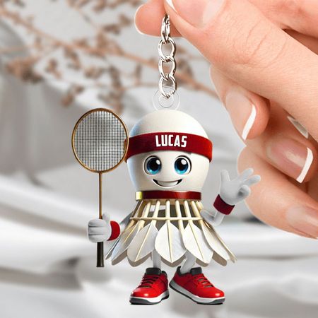 Llavero personalizado del bádminton, regalo para el amante del bádminton