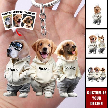 Perro lindo de la cara de encargo-llavero de acrílico personalizado