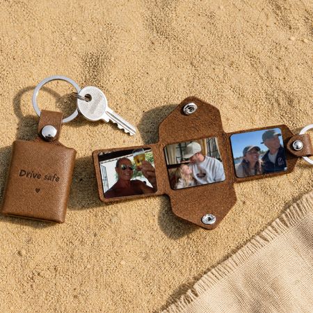 Llavero personalizado álbum de fotos de cuero