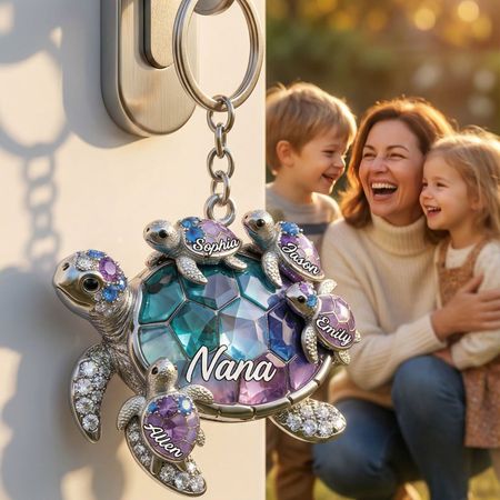 Madre Tortuga Llavero Personalizado-Madre Abuela Regalo