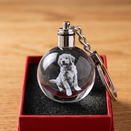Llavero de cristal personalizado de la foto 3D-Encanto de bola de cristal personalizado